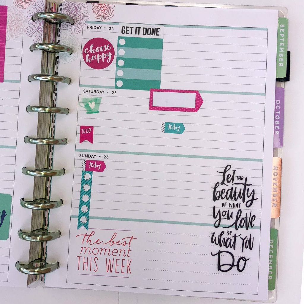 Happy Planner spreads for the month of August. Monthly Happy Planner layout. Horizontal weekly Happy Planner layout