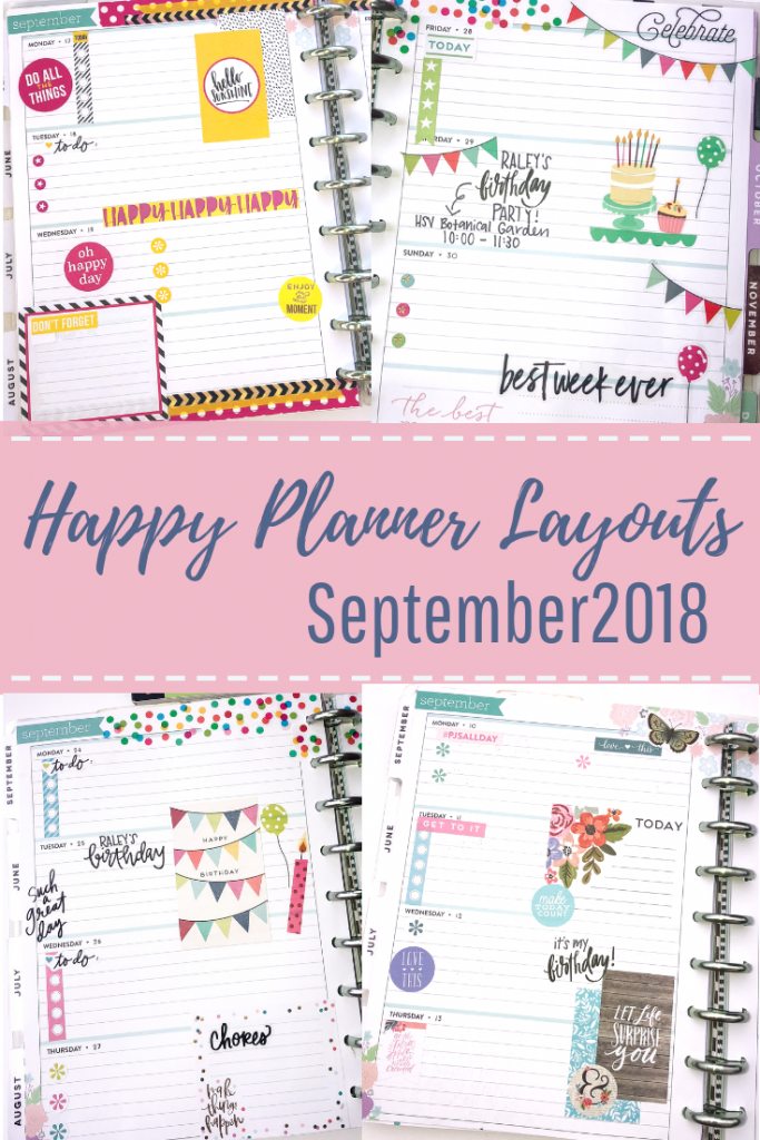 Happy Planner spreads for the month of September. Monthly Happy Planner layout. Horizontal weekly Happy Planner layout
