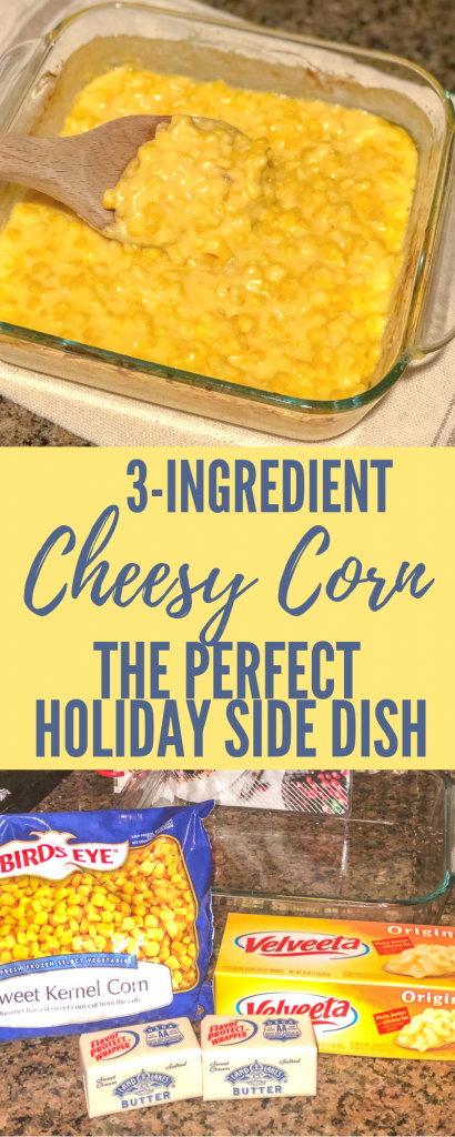 Cheesy corn recipe. This creamy cheesy corn recipe is the perfect side dish. Easy Holiday side dish. Cheesy corn holiday side dish. Christmas side dish. Thanksgiving side dish