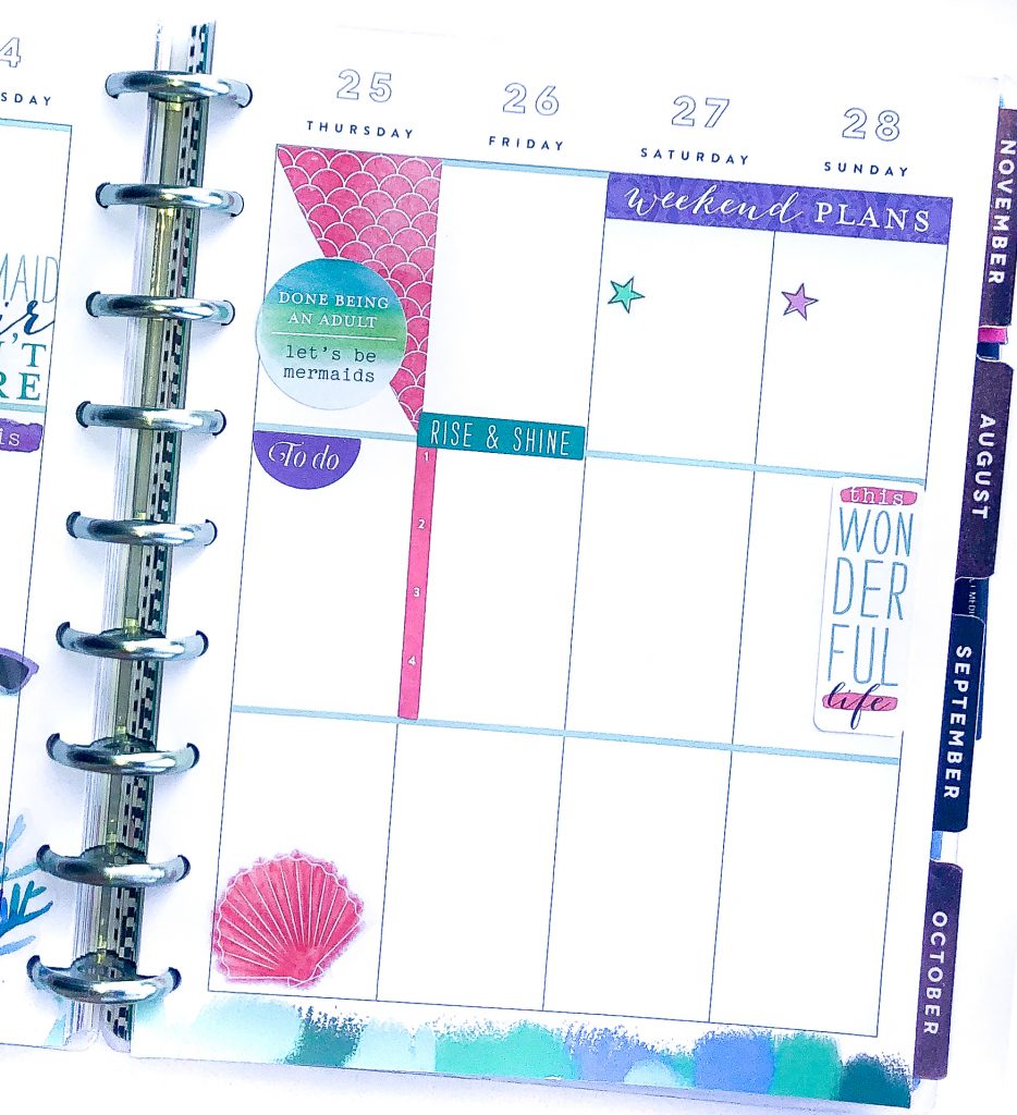 Happy Planner spreads for the month of July. Summer Happy Planner Spread. Monthly Happy Planner layout. Vertical weekly Happy Planner layout.